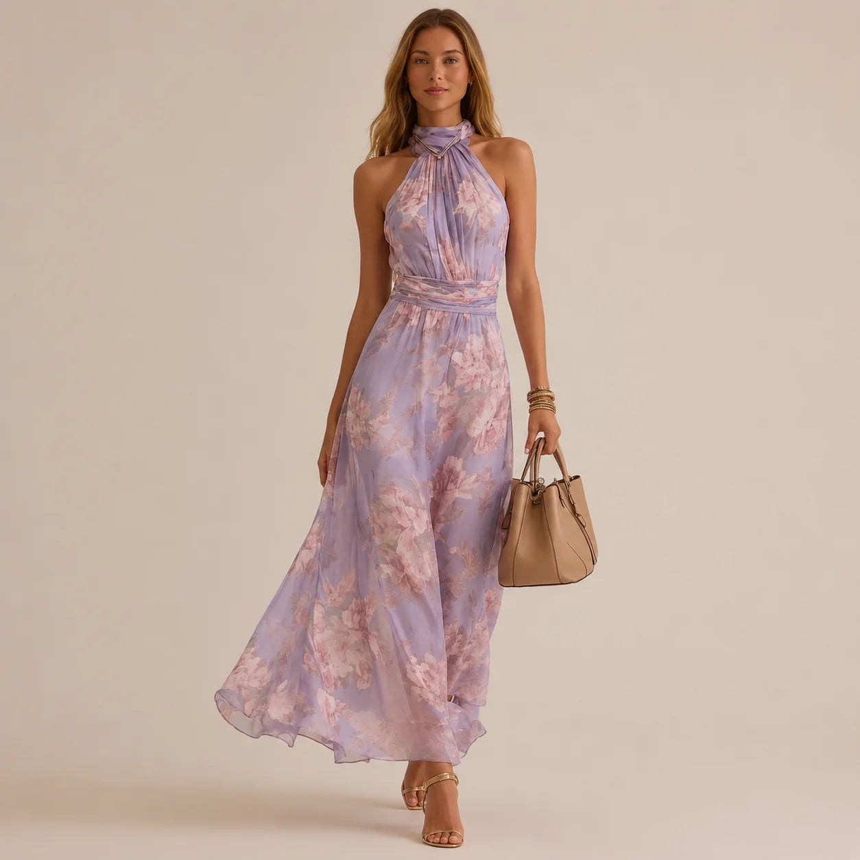 Sleeveless Mesh Printed Dress