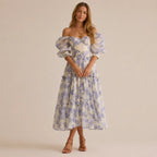 Floral off-shoulder evening dress