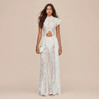 Boho Short-Sleeve Shirt & Wide-Leg Pants