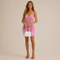 Sexy V-Neck Slip Dress With Feathers