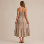 Pleated Solid Color Slim Dress