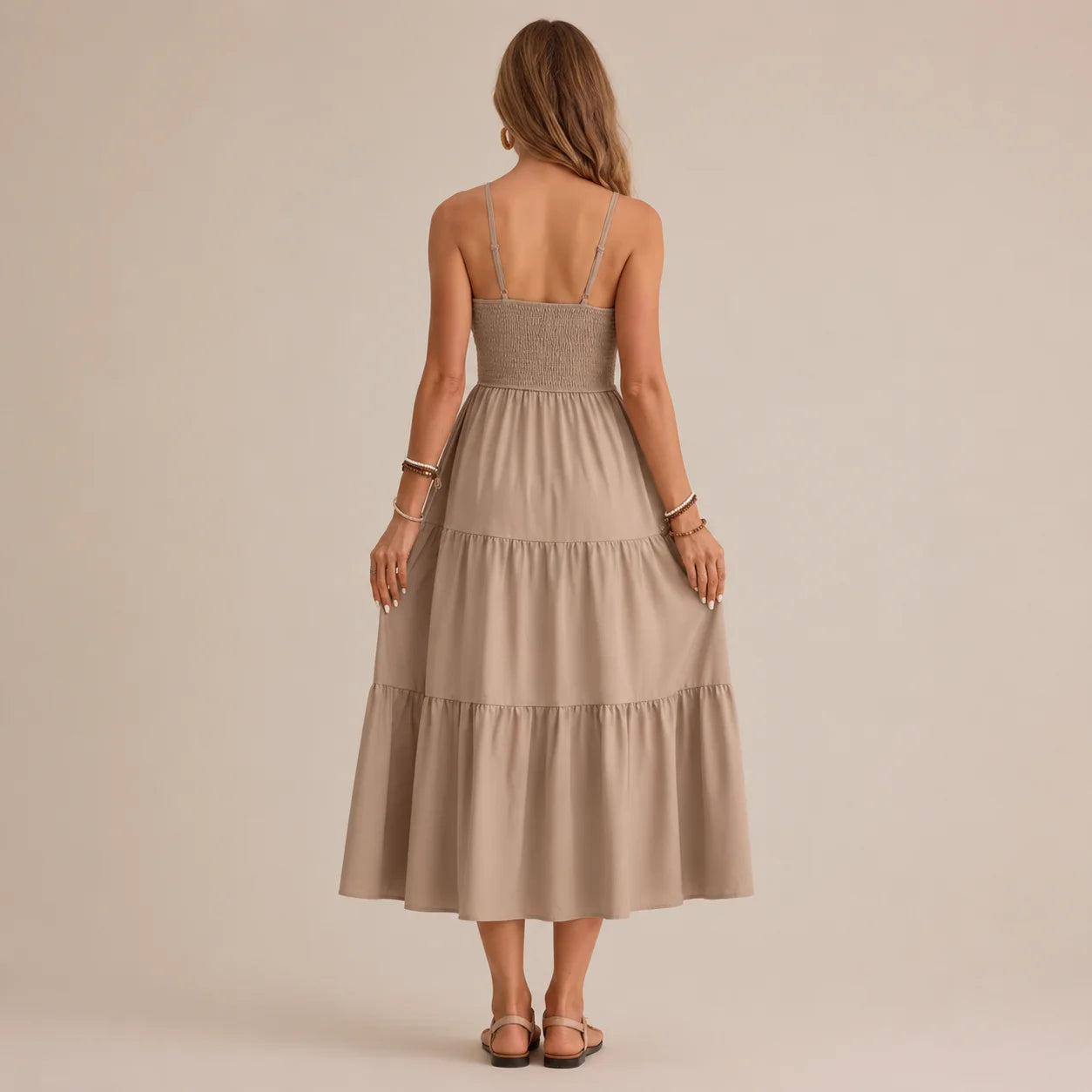 Pleated Solid Color Slim Dress
