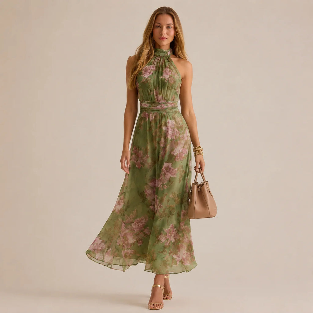 Sleeveless Mesh Printed Dress