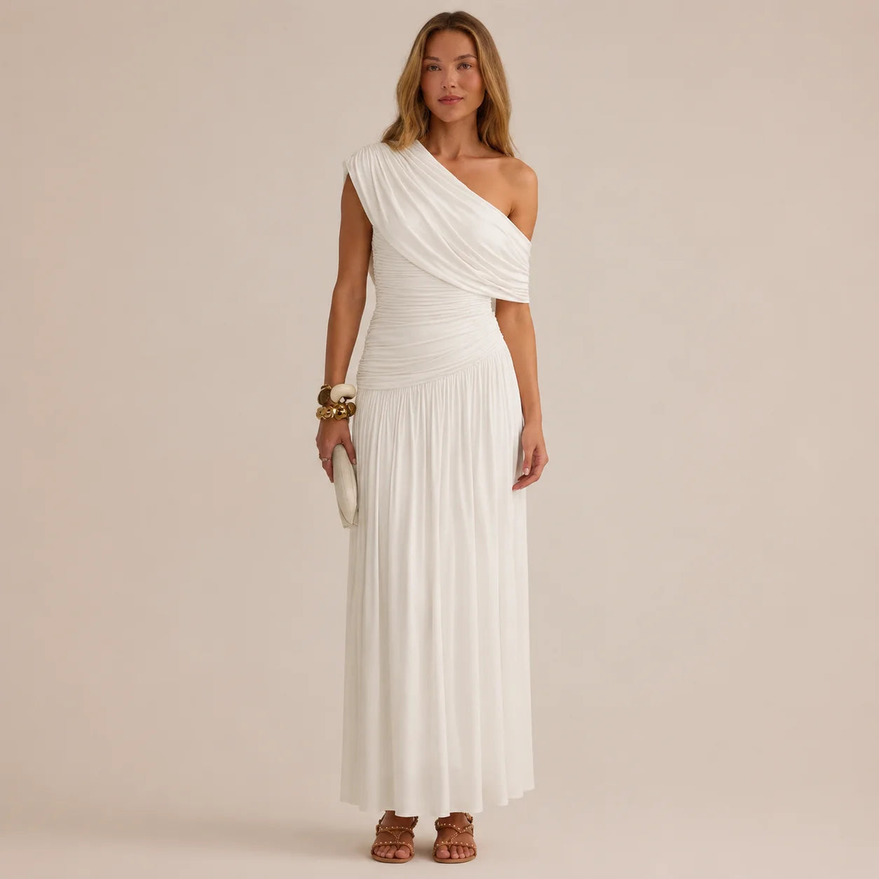One Shoulder Wrap Dress – Elegant Party Night Look | Oyese