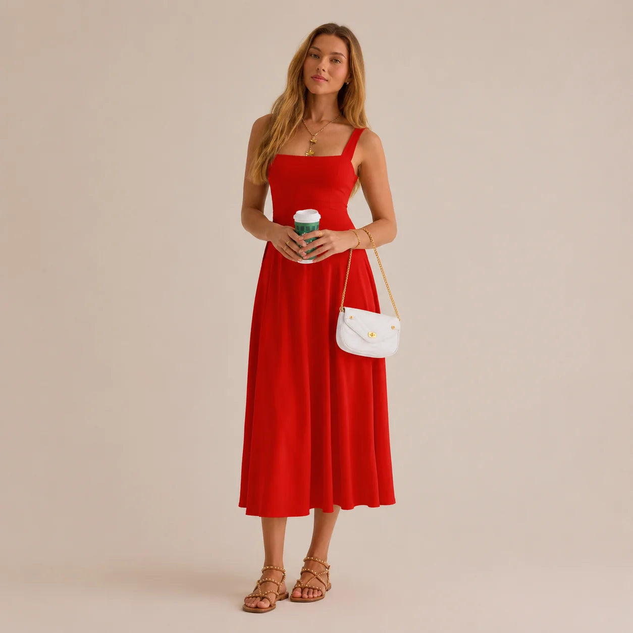 Women's Casual Sleeveless Square Neck Long Dress