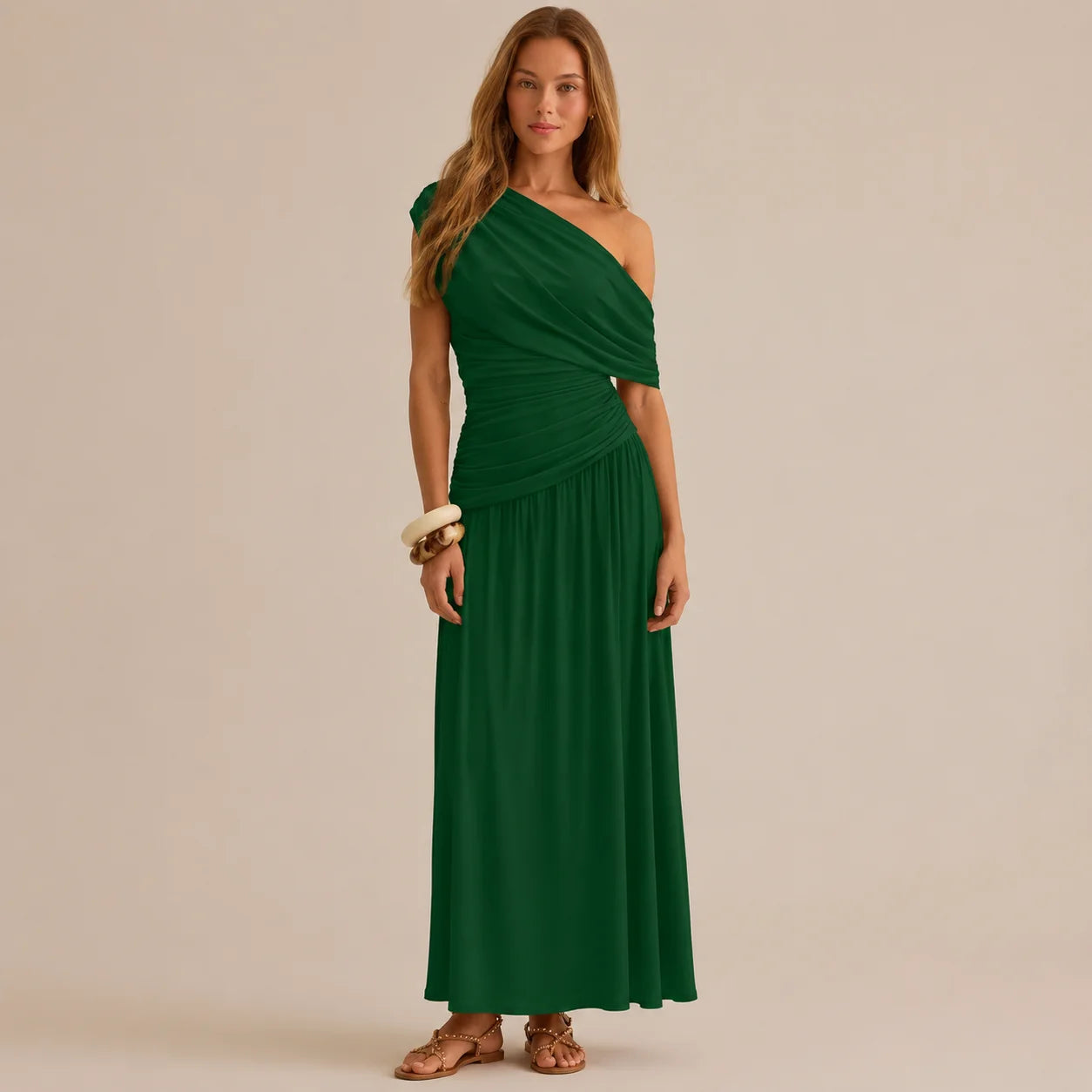 One Shoulder Wrap Dress – Elegant Party Night Look | Oyese