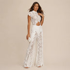 Boho Short-Sleeve Shirt & Wide-Leg Pants