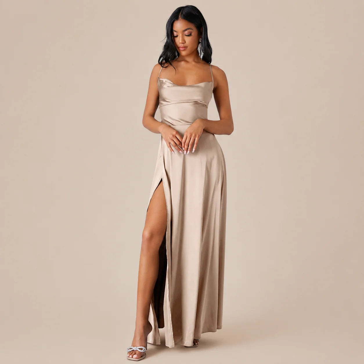 Party Casual Halter Waist-Cinching Long Dress