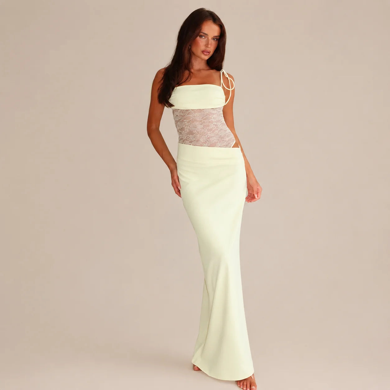 Lace Cutout Sleeveless Fitted Slip Dress