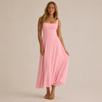 Women's Casual Sleeveless Square Neck Long Dress