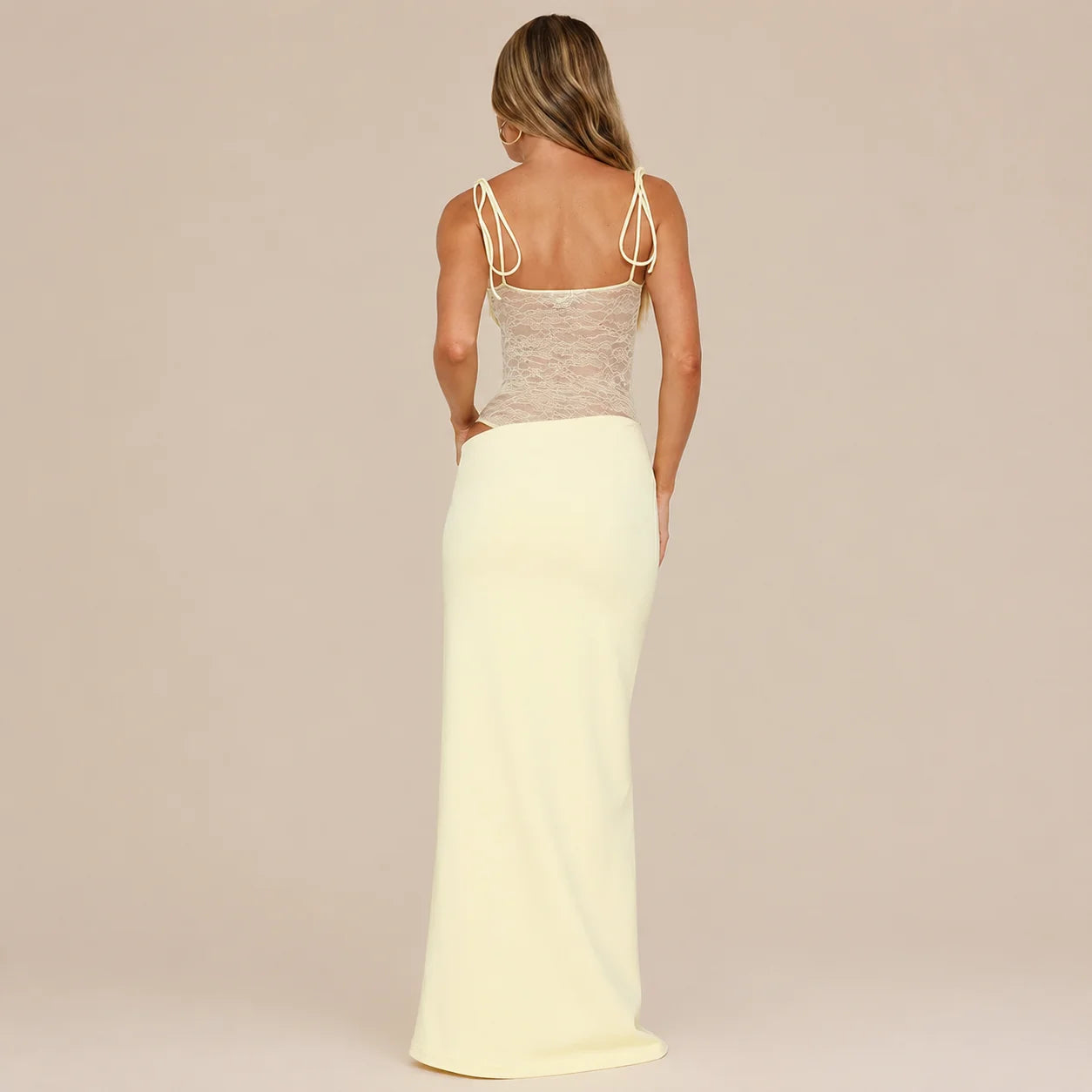Lace Cutout Sleeveless Fitted Slip Dress