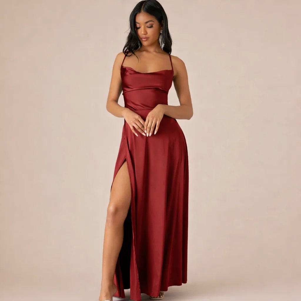 Party Casual Halter Waist-Cinching Long Dress