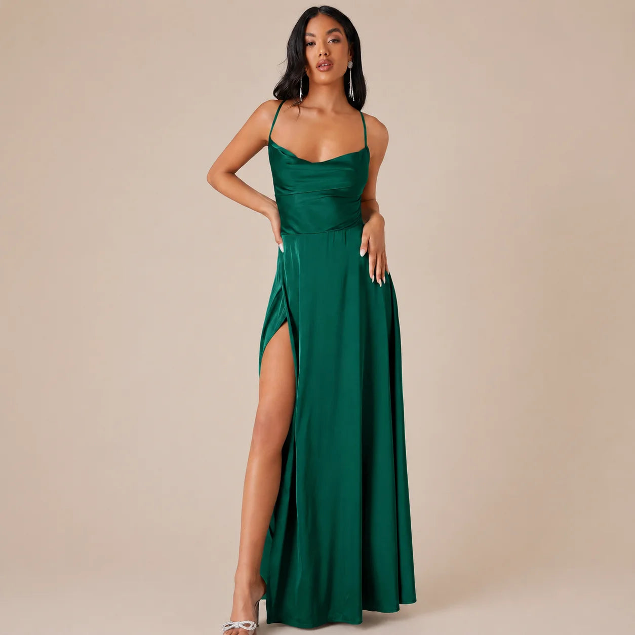 Party Casual Halter Waist-Cinching Long Dress