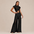 Boho Short-Sleeve Shirt & Wide-Leg Pants