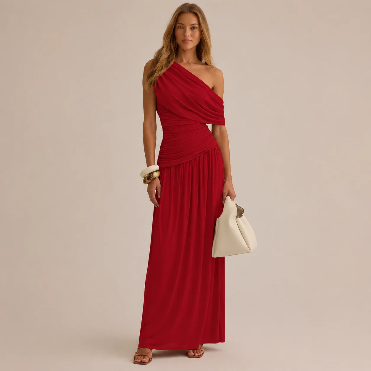 One Shoulder Wrap Dress – Elegant Party Night Look | Oyese