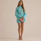 Romantic Floral Lace Mini Dress with Intricate