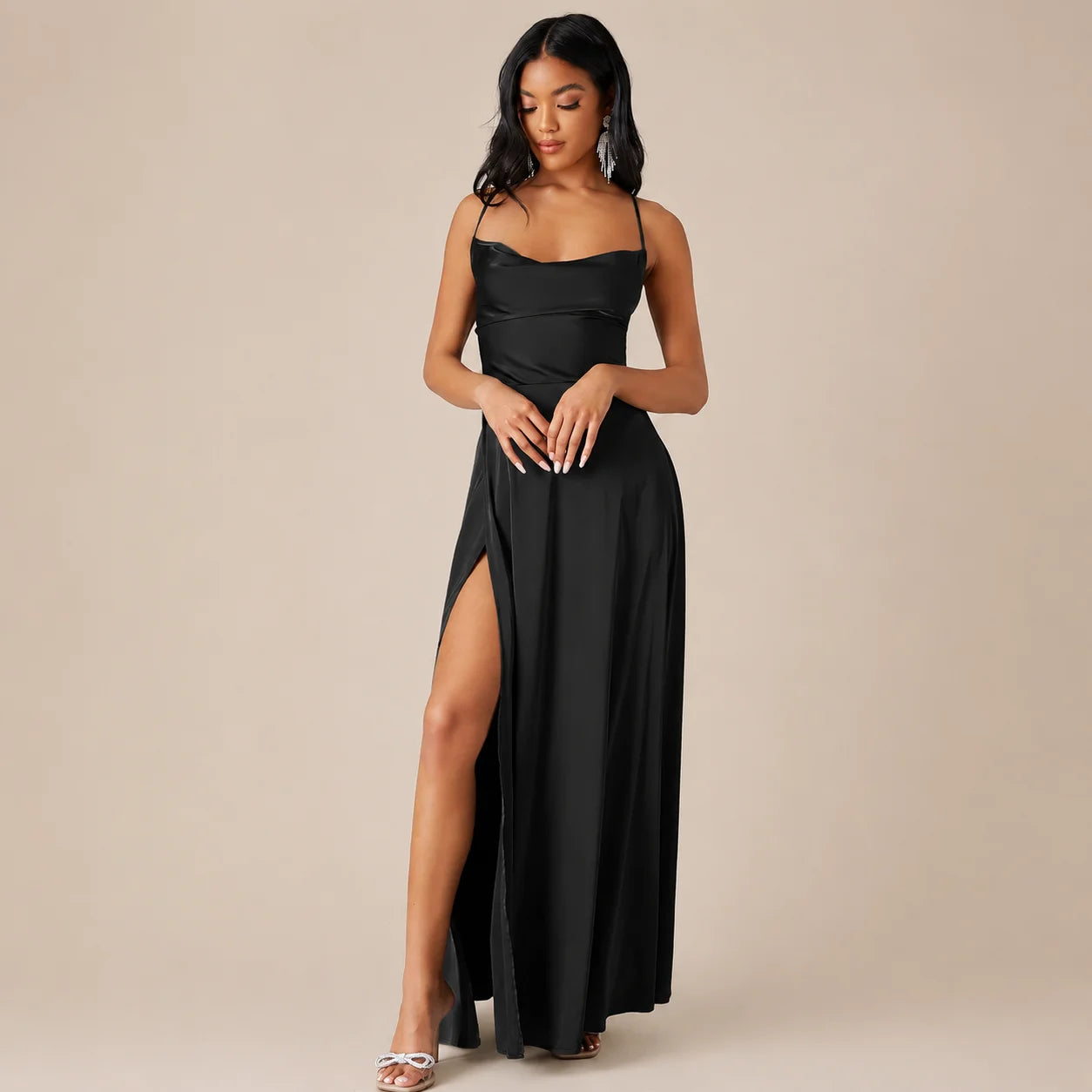 Party Casual Halter Waist-Cinching Long Dress
