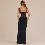 Lace Cutout Sleeveless Fitted Slip Dress