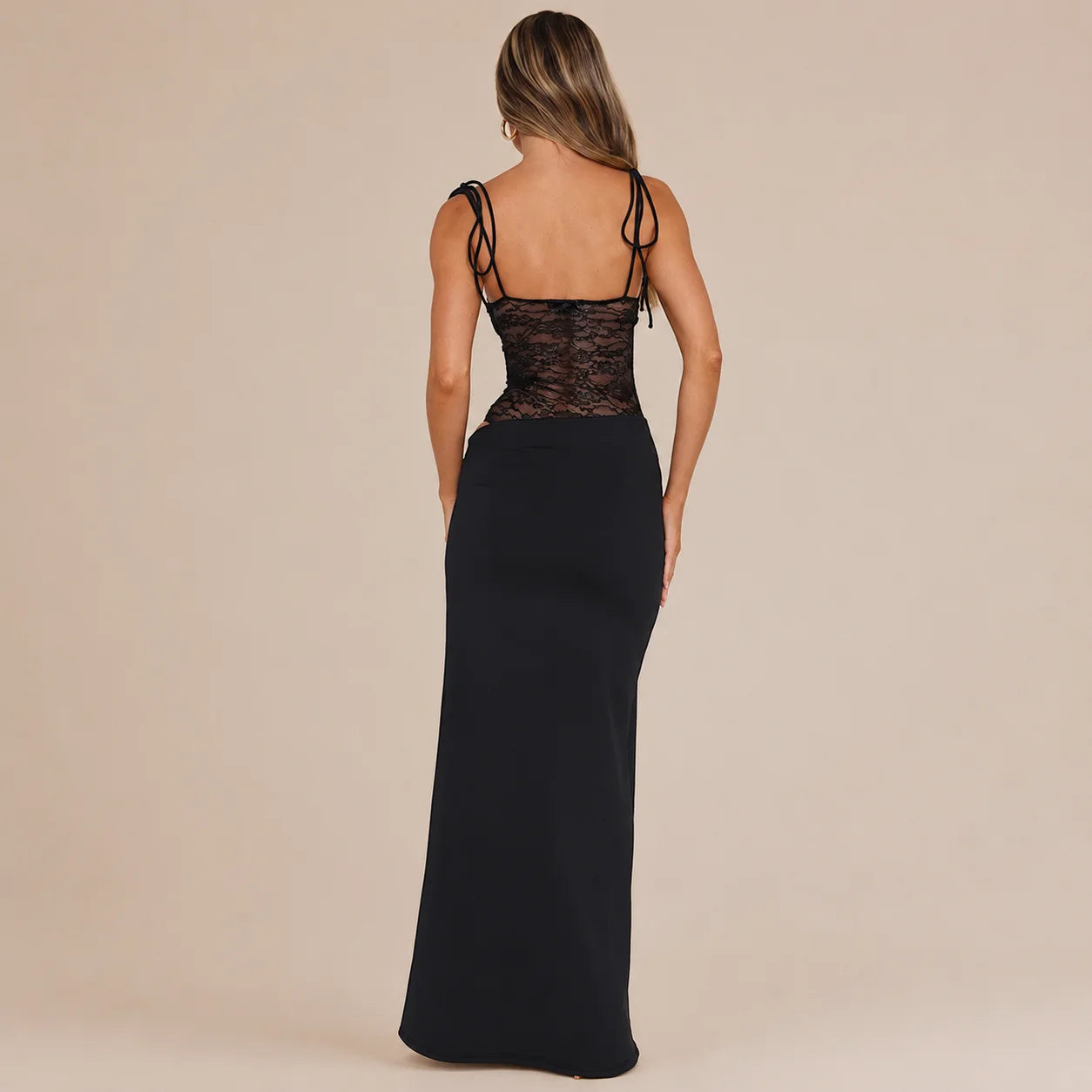 Lace Cutout Sleeveless Fitted Slip Dress