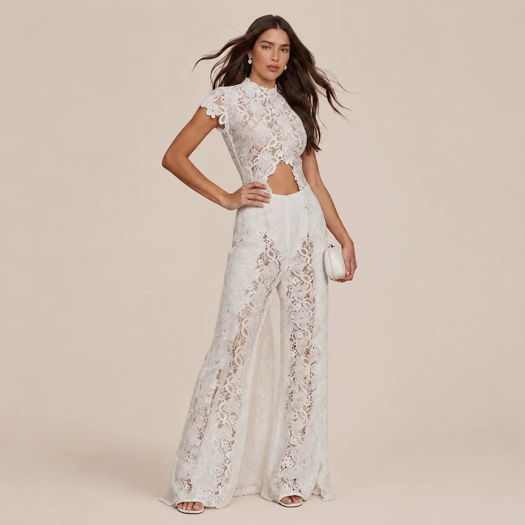 Boho Short-Sleeve Shirt & Wide-Leg Pants