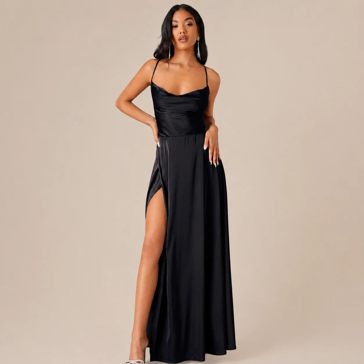 Party Casual Halter Waist-Cinching Long Dress