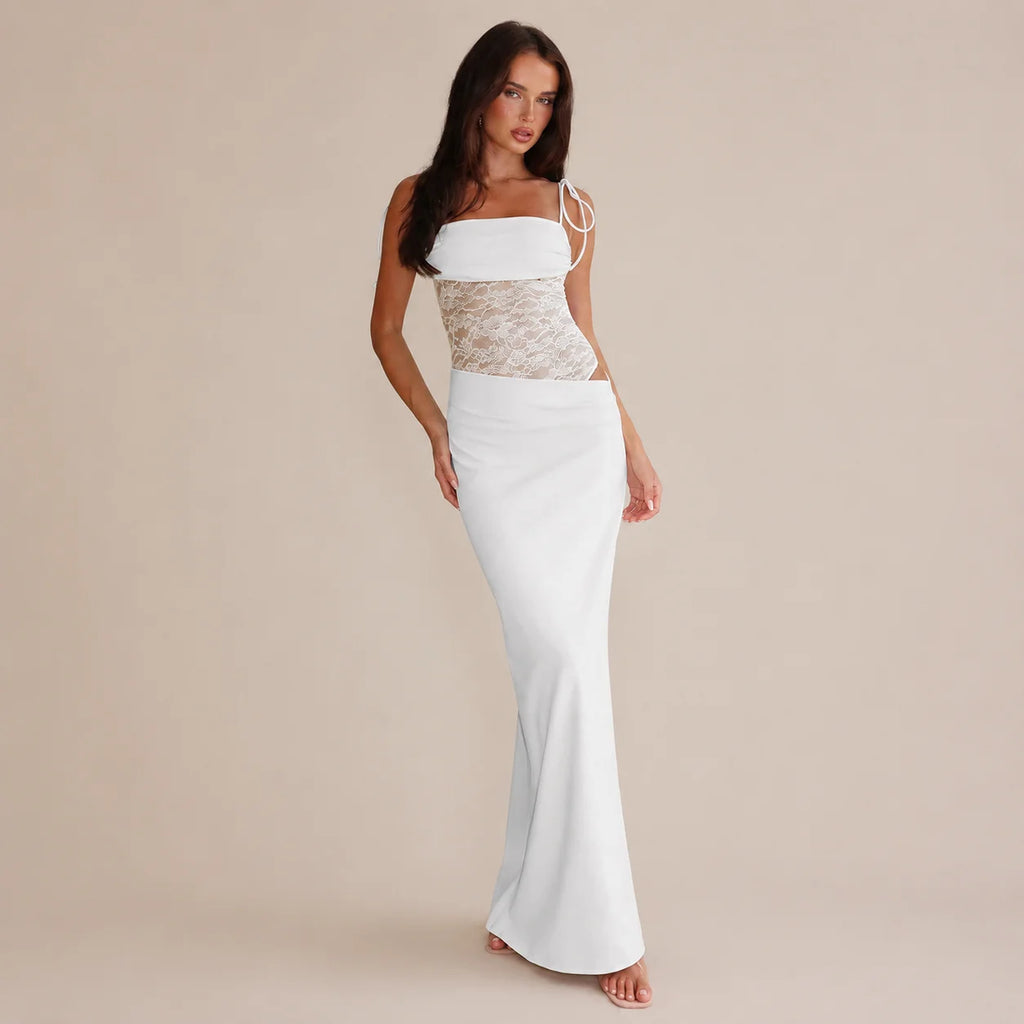 Lace Cutout Sleeveless Fitted Slip Dress