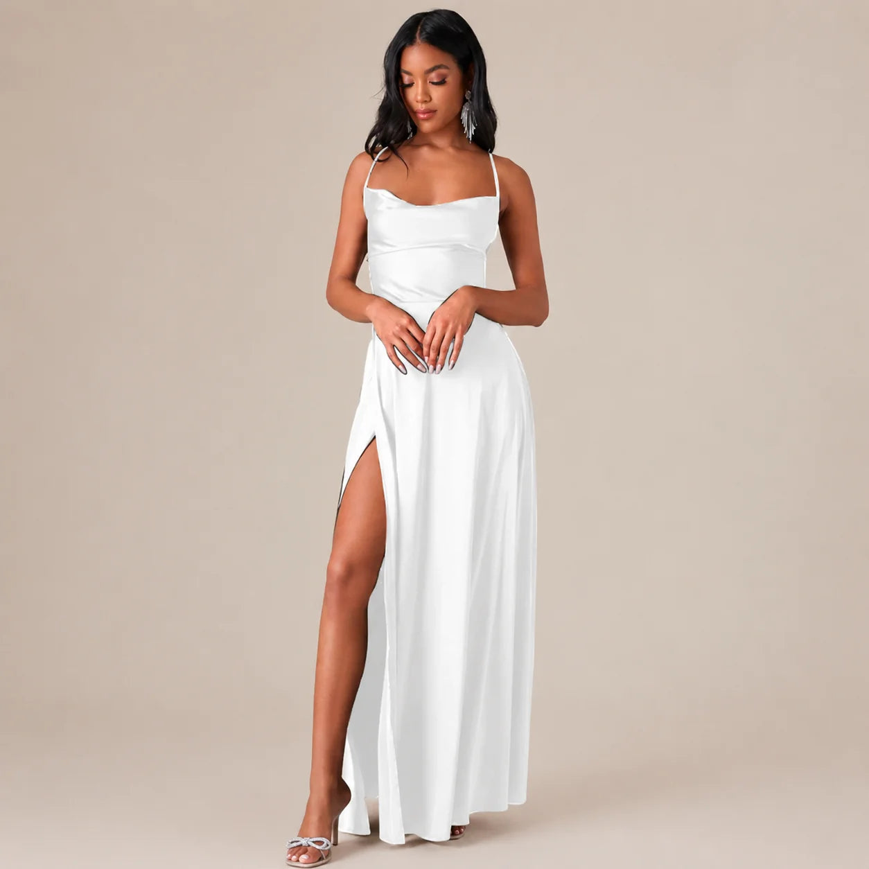 Party Casual Halter Waist-Cinching Long Dress