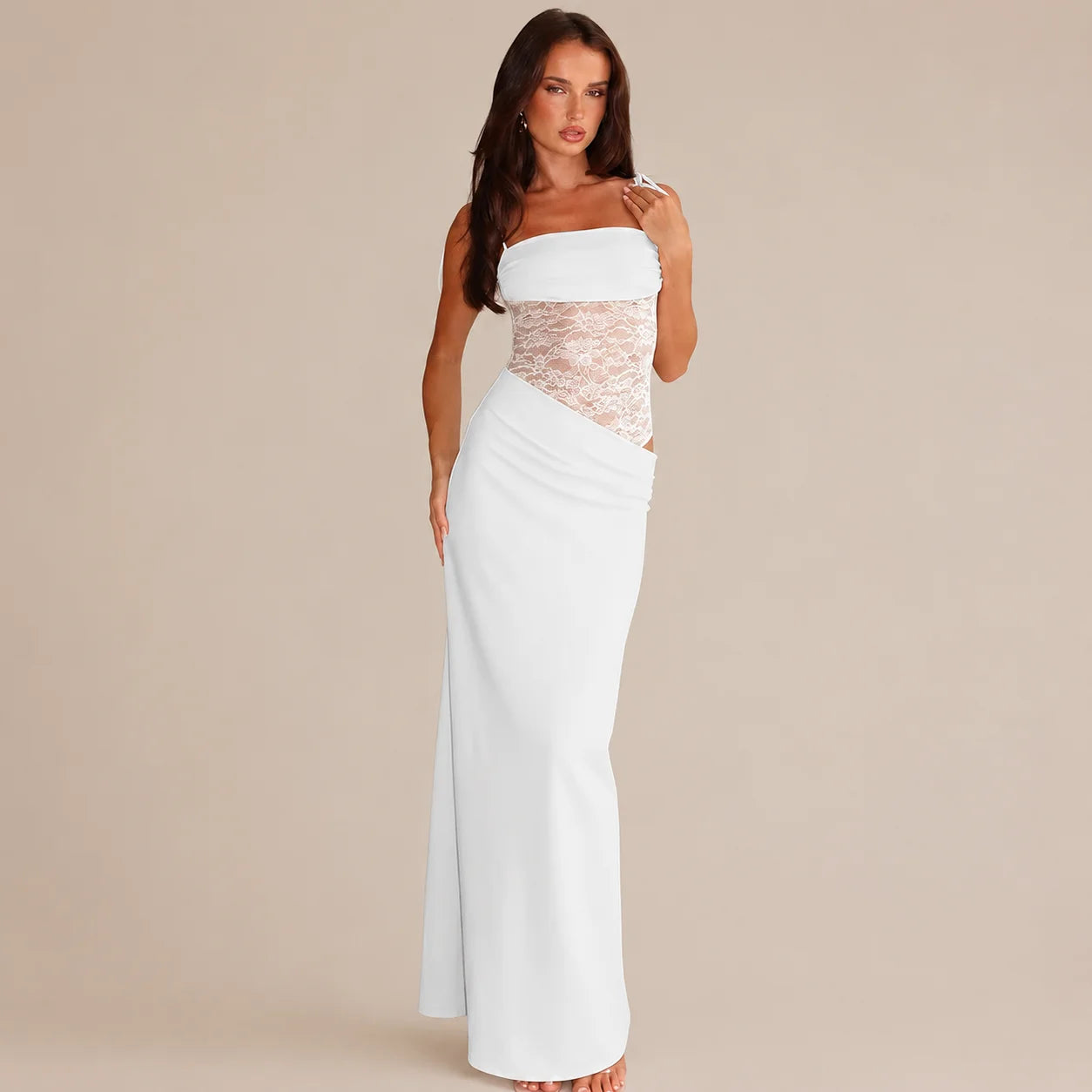 Lace Cutout Sleeveless Fitted Slip Dress
