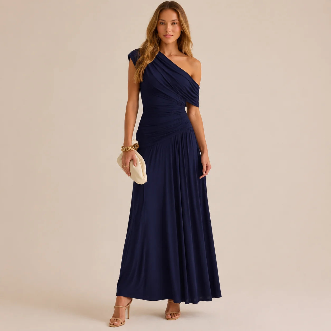 One Shoulder Wrap Dress – Elegant Party Night Look | Oyese