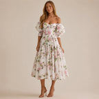 Floral off-shoulder evening dress