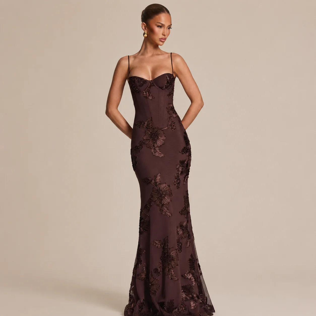 2026 Women's Floral Lace Mermaid Maxi Dress