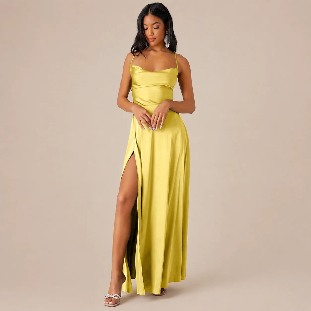 Party Casual Halter Waist-Cinching Long Dress
