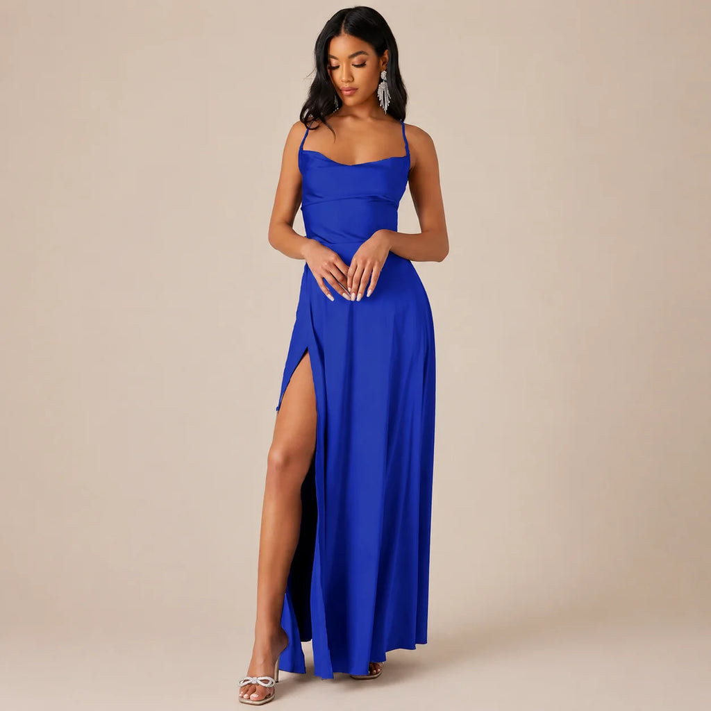 Party Casual Halter Waist-Cinching Long Dress