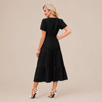 Casual Maxi Dress Lightweight Short Sleeve V Neck Boho Dress with Pockets