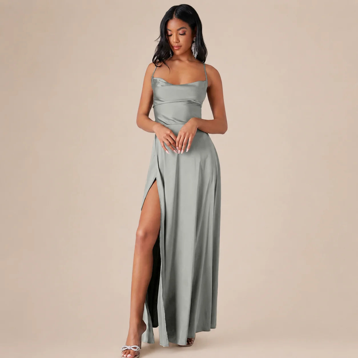Party Casual Halter Waist-Cinching Long Dress