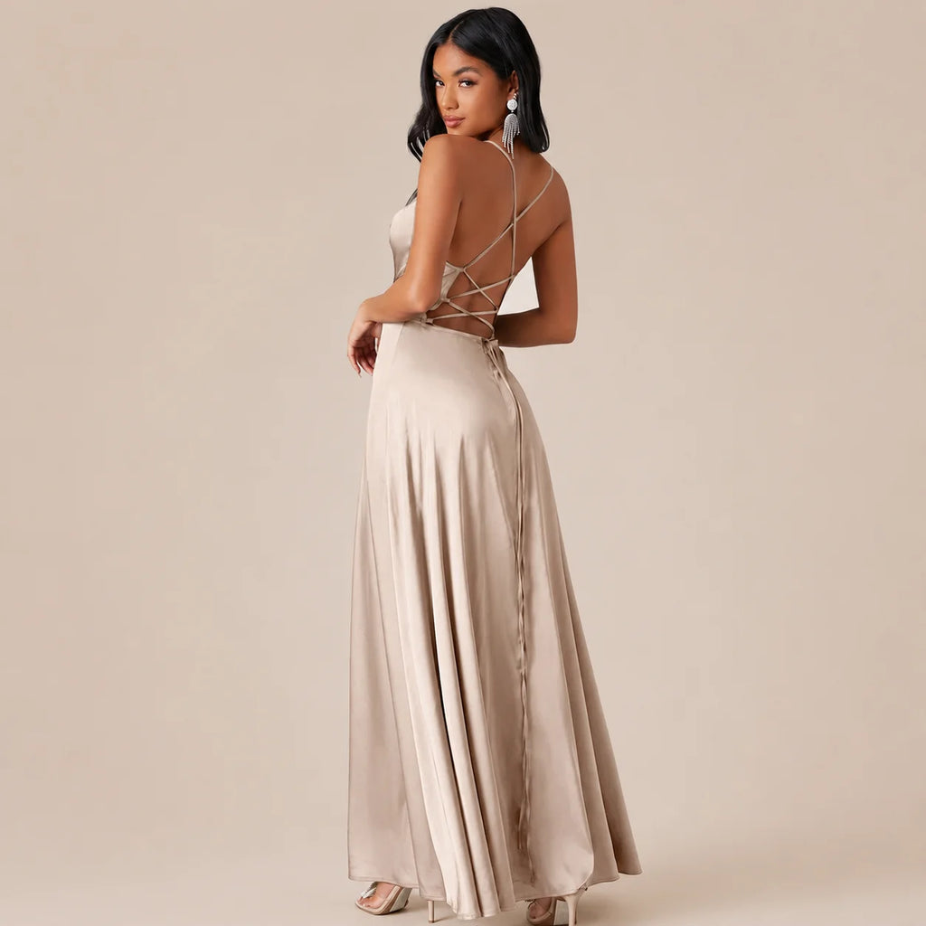 Party Casual Halter Waist-Cinching Long Dress