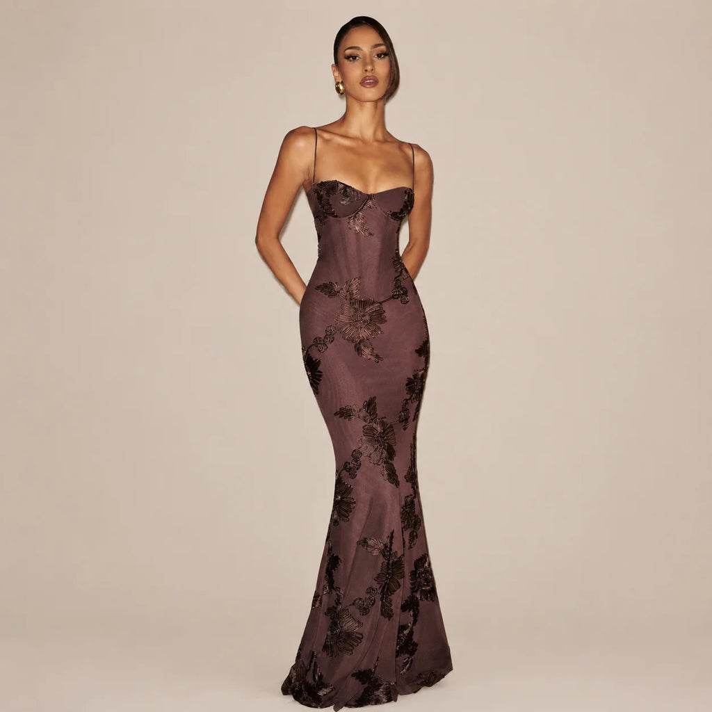 2026 Women's Floral Lace Mermaid Maxi Dress