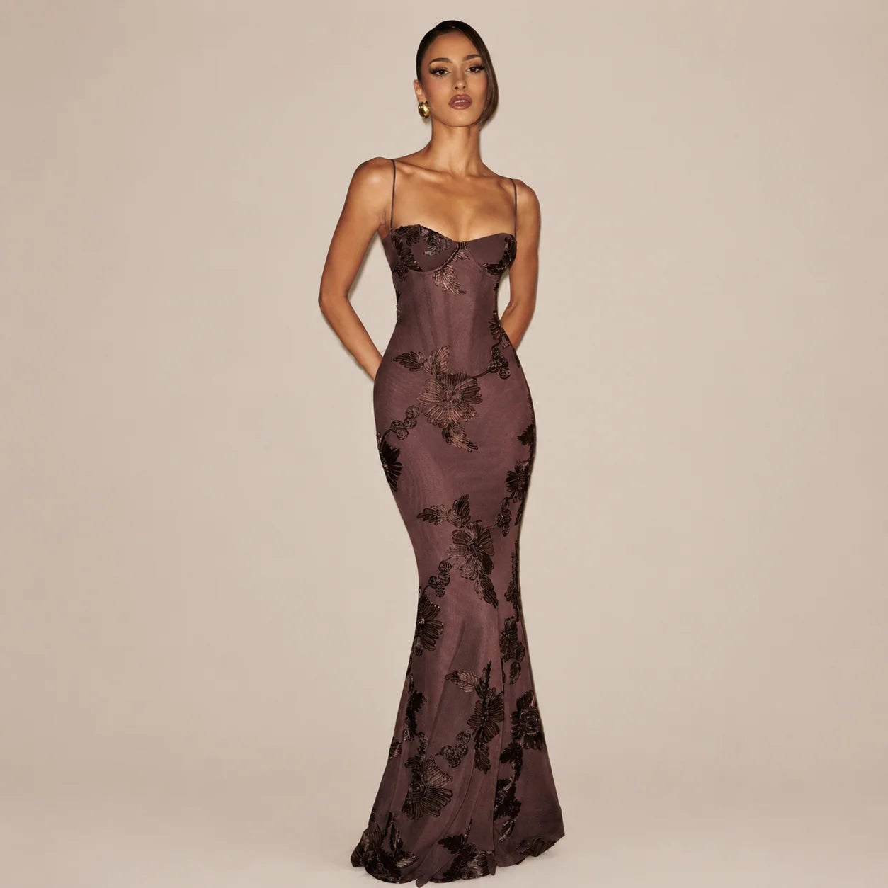 2026 Women's Floral Lace Mermaid Maxi Dress