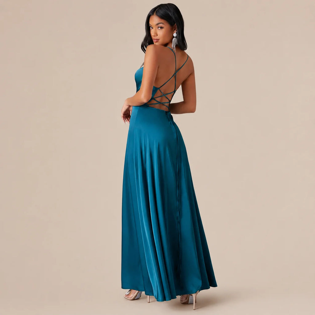Party Casual Halter Waist-Cinching Long Dress
