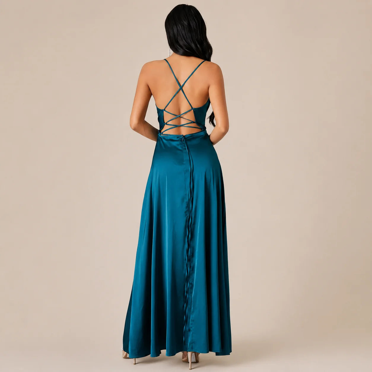 Party Casual Halter Waist-Cinching Long Dress
