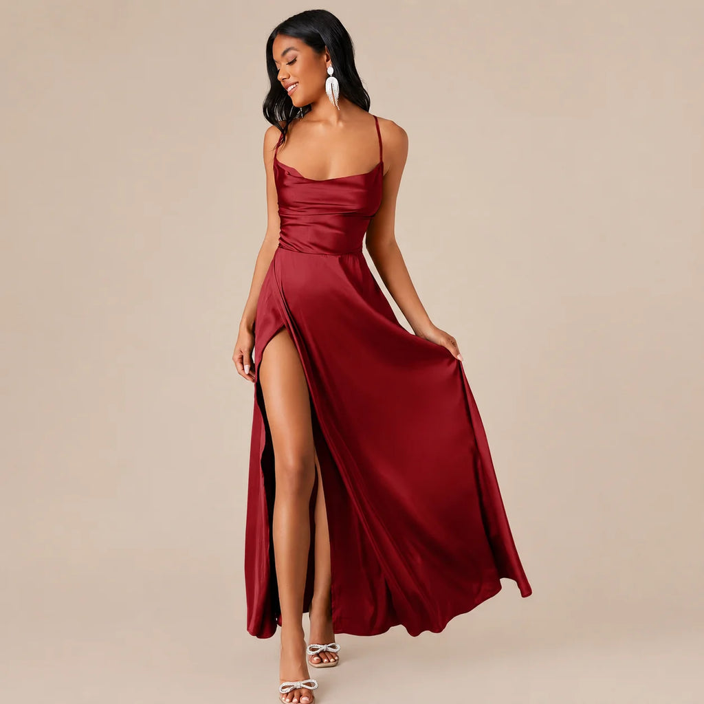 Party Casual Halter Waist-Cinching Long Dress