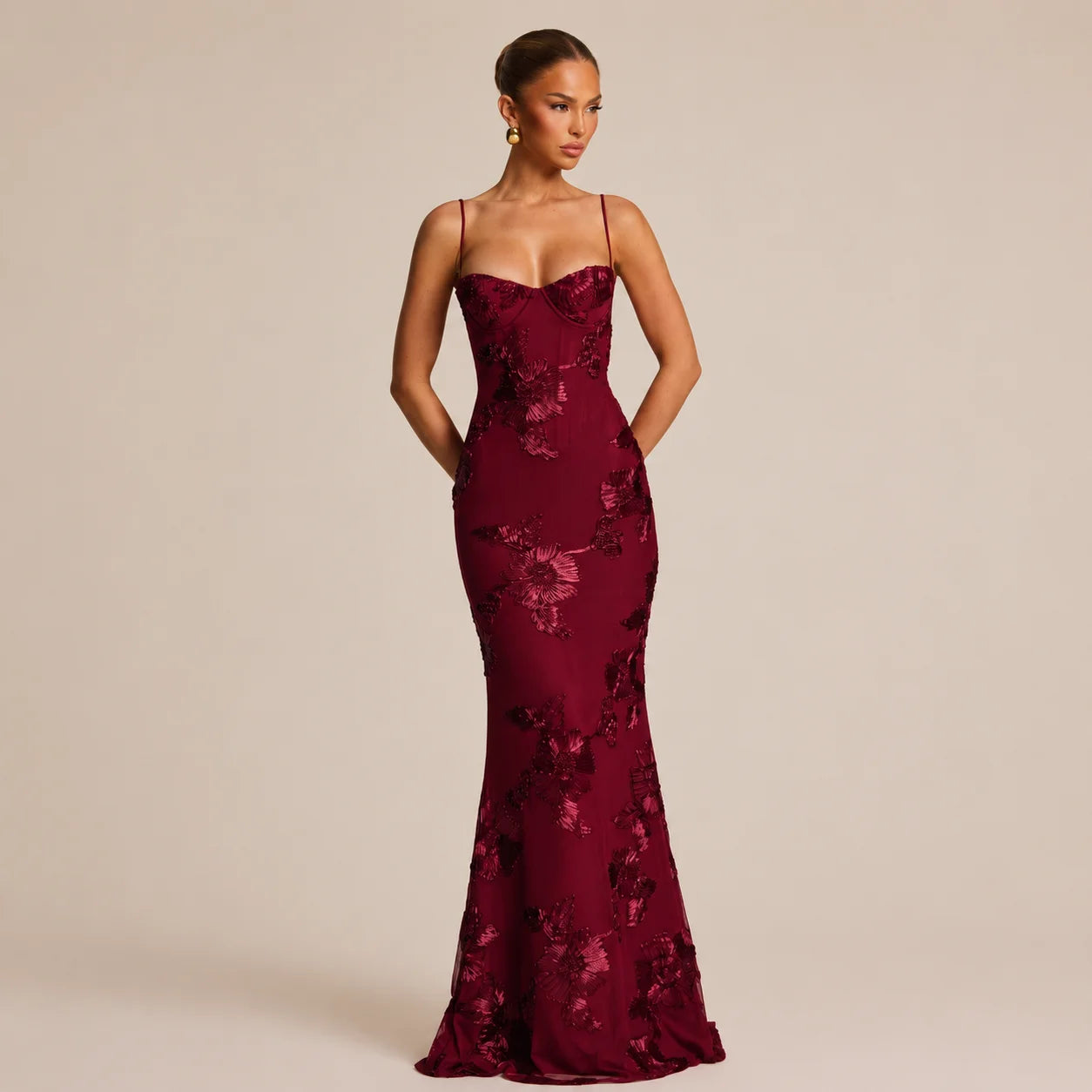 2026 Women's Floral Lace Mermaid Maxi Dress