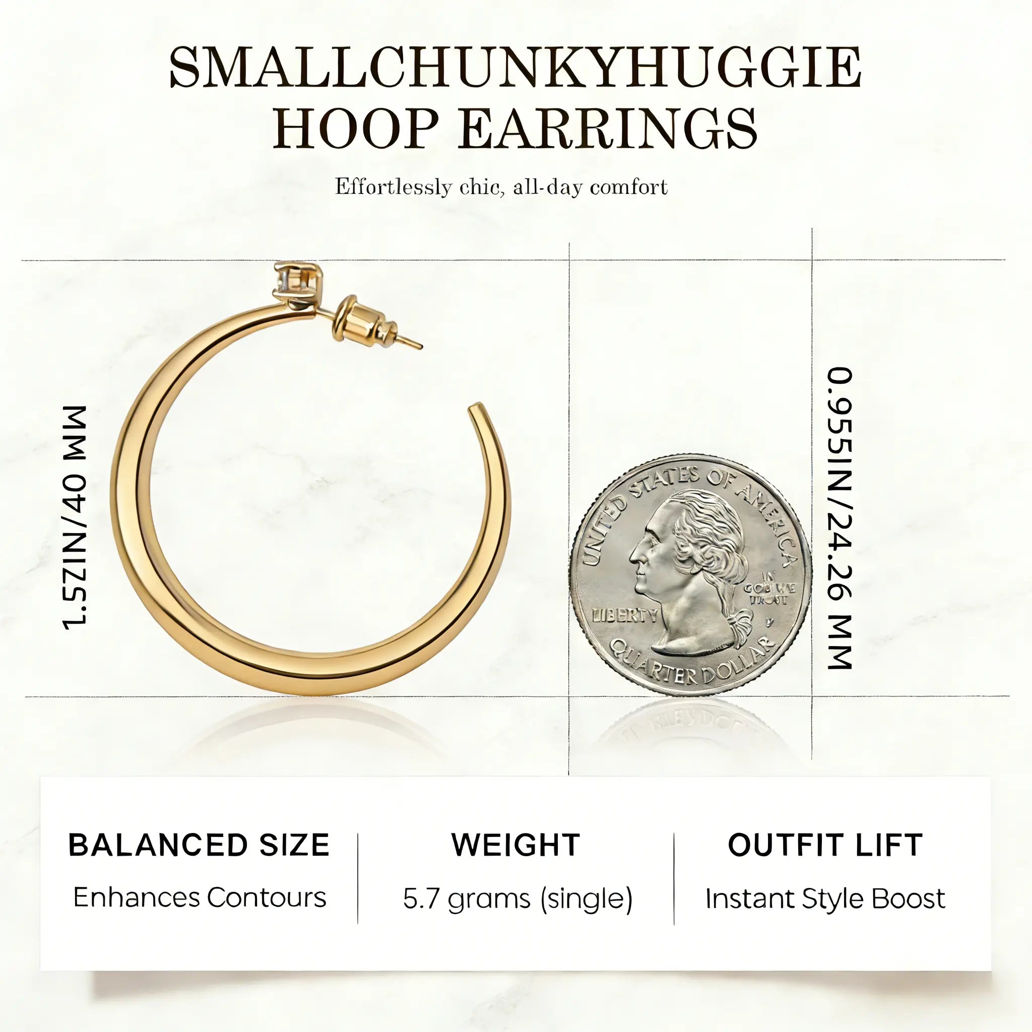 14K Gold & White Gold Plated Hoop Earrings