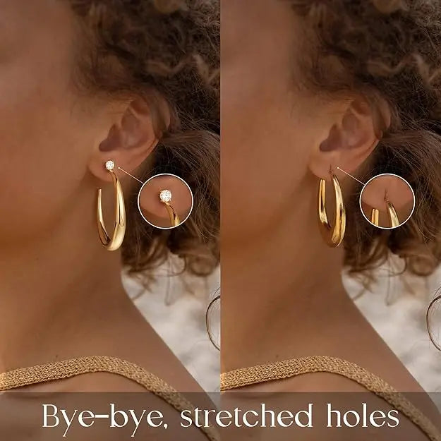 14K Gold & White Gold Plated Hoop Earrings