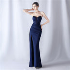Strapless Beaded Mermaid Evening Gown