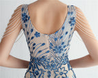 V-Neck Floral Sequin Embroidered Mermaid Evening Gown | Oyese