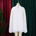 Mock Neck Pleated Chiffon Cape Shift Dress | Oyese