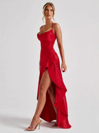 Sexy Strappy Ruffled Asymmetrical Dress