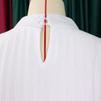 Mock Neck Pleated Chiffon Cape Shift Dress | Oyese