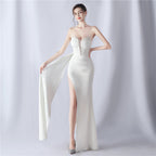 Strapless Beaded Mermaid Evening Gown